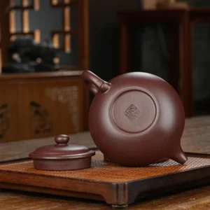 Traditional Yixing Zisha Teapot - Authentic Raw Ore Purple Clay Fanggu Style (230cc)