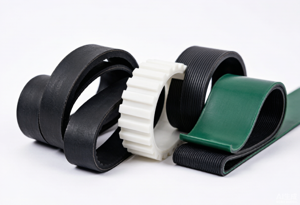 Industrial power transmission belts including V-belts, timing belts, and flat belts for B2B procurement