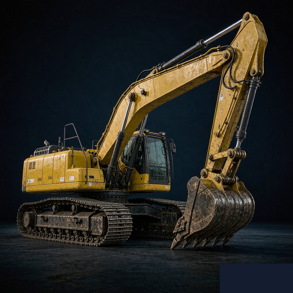 LUYRN HL series 20-ton class crawler excavator with steel tracks on dark industrial background