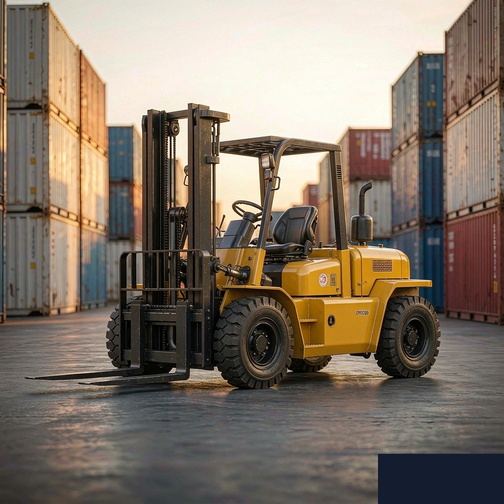 Yellow HLCPC diesel counterbalance forklift operating in a container yard - LUYRN diesel forklift buying guide 2026