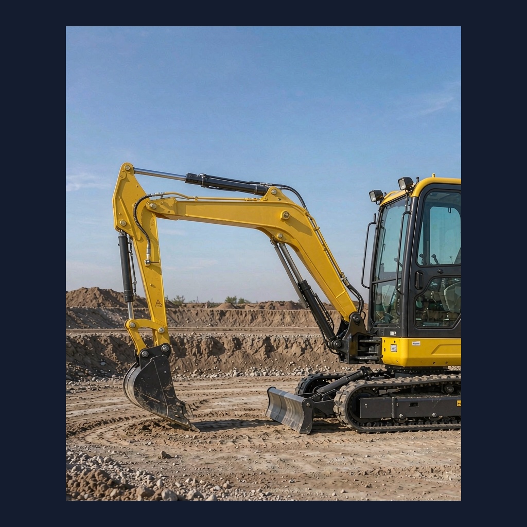 Yellow 3-ton zero-tail mini excavator on urban construction site - LUYRN compact excavator guide 2026